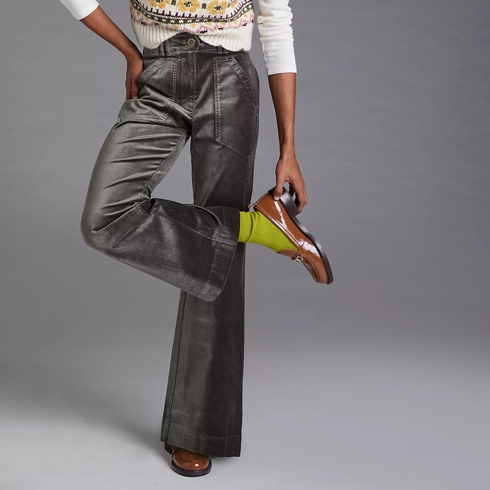Anthropologie Gray Flare Pants